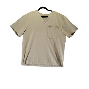 Figs Shirt Mens XXL Tan Leon V-Neck Short Sleeve Pocket Technical Scrub Shirt